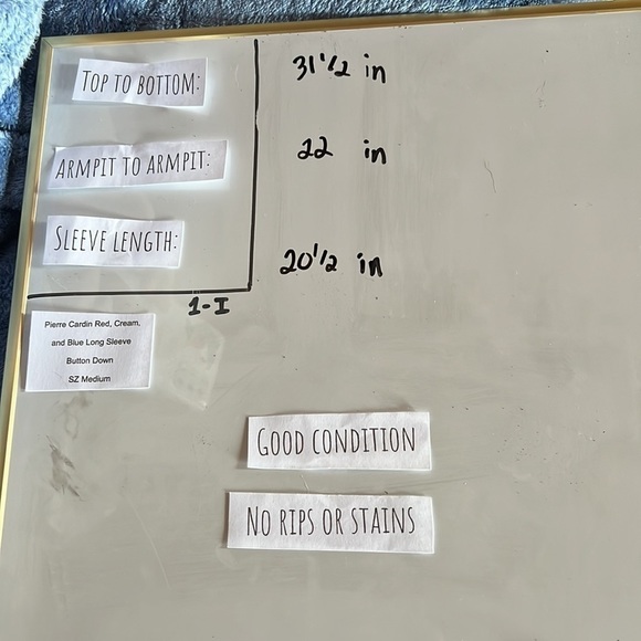 Pierre Cardin Red, Cream, and Blue Long Sleeve Button Down SZ Medium - Picture 4 of 4